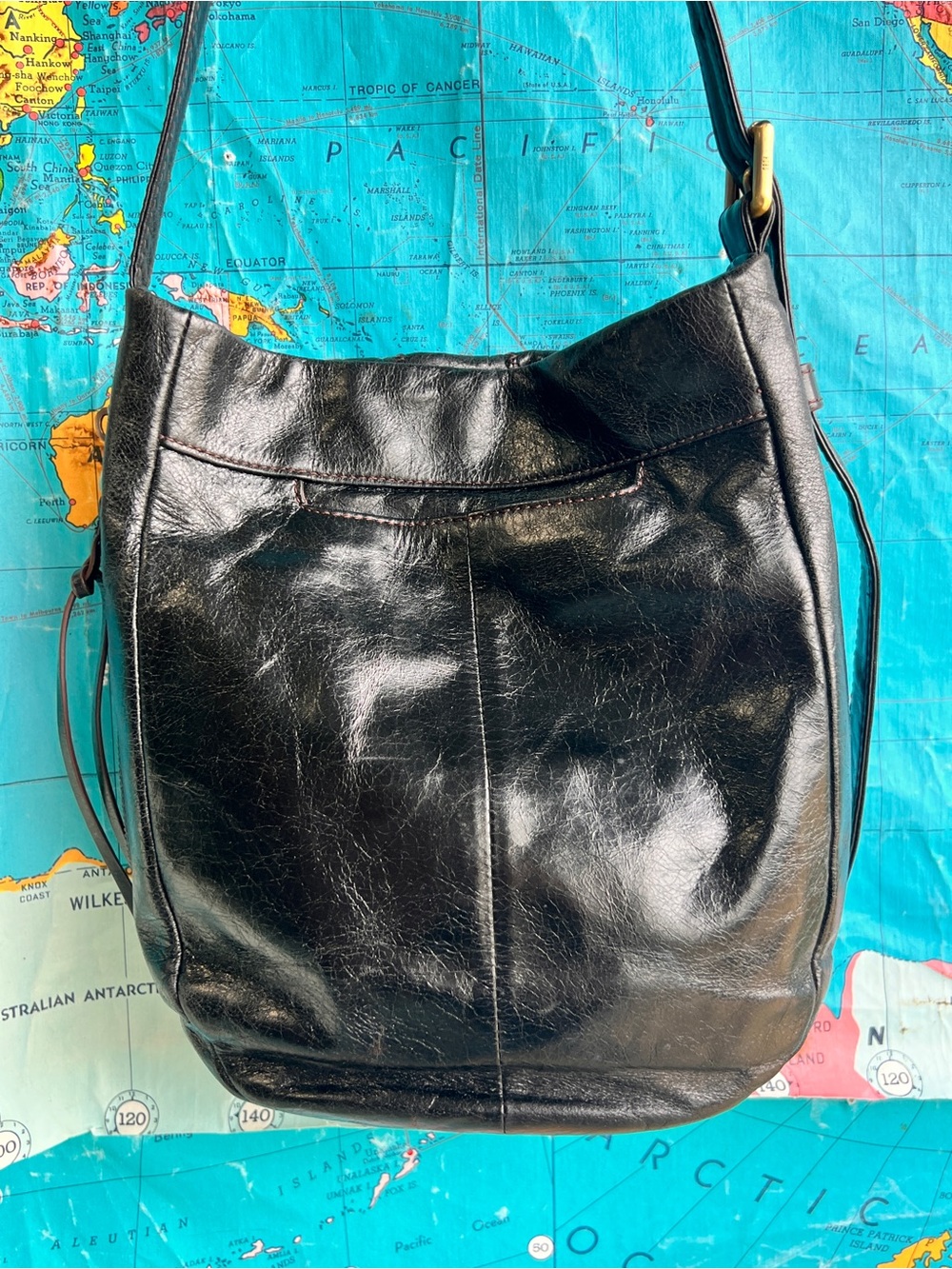 HOBO Black Leather Patchwork Hobo Shoulder Bag - Picture 7 of 14